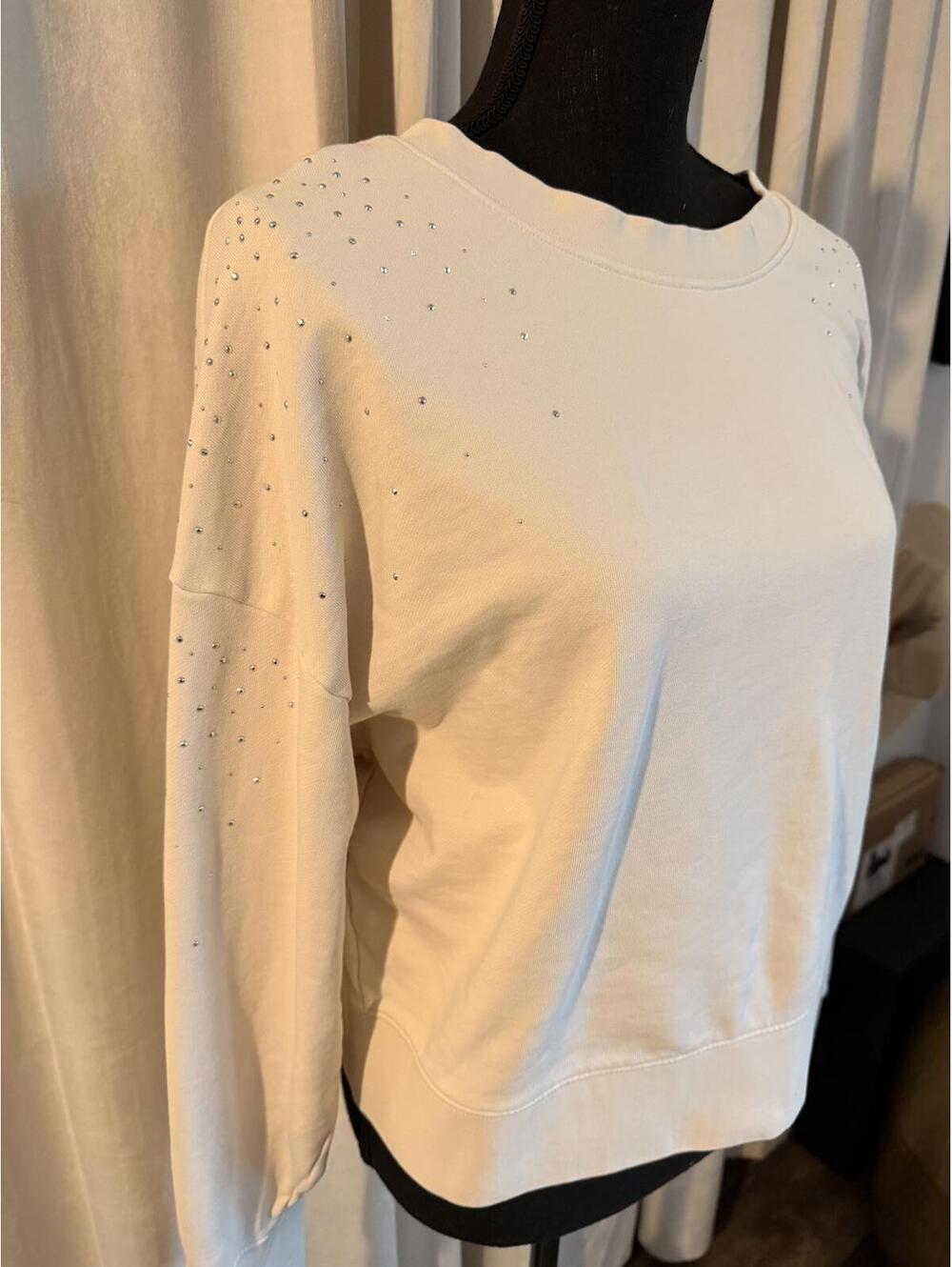 Boss by Hugo Boss Off-White Women's Sweatshirt with Studded Detail - XL